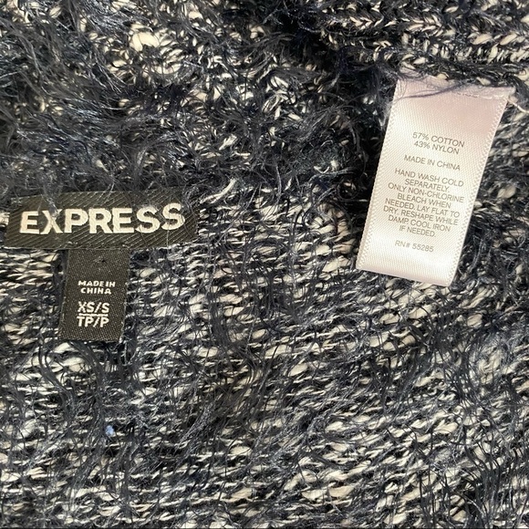 EXPRESS Black White Eyelash Open Front Cardigan XS - Picture 9 of 9